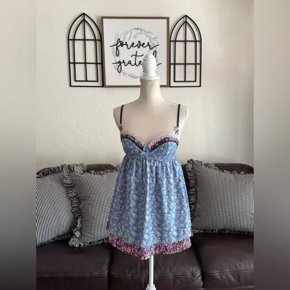 Vintage Liberty Of London - Target Paisley Floral Print Y2K Babydoll Slip Dress